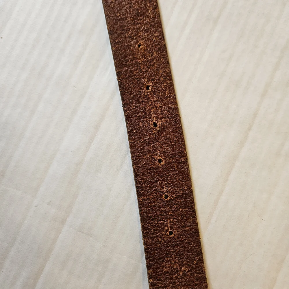 Vintage Gap Leather Brown Belt Silver Green Enamel Buckle Italy L